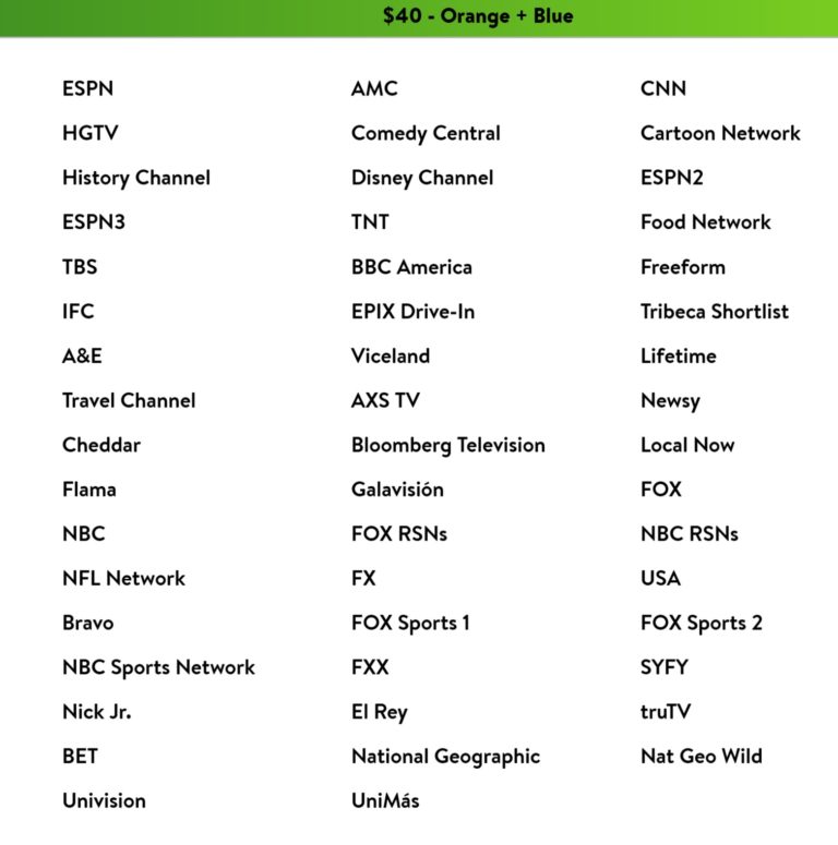 sling tv channels